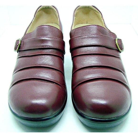 Womens ALEGRIA By PG Lite Burgundy Leather Clogs COMFORT Shoes Size 38 US 8 - Picture 2 of 12